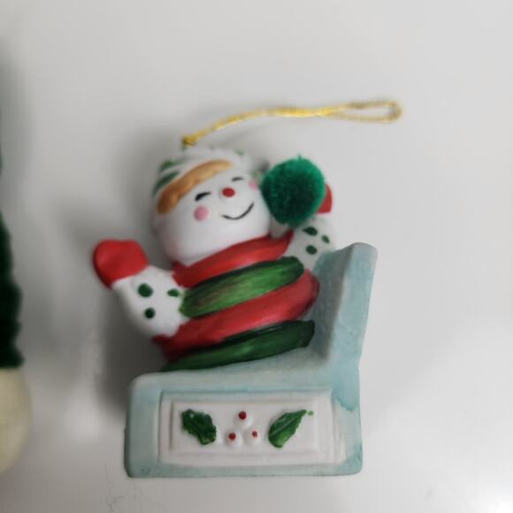 Vintage BOA Jack In The Box Christmas Bell- Taiwan & Handmade Green Snowman Lot - Picture 2 of 11